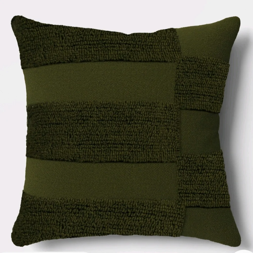 Threshold Olive Green Textured Stripe Throw Pillow 20x20